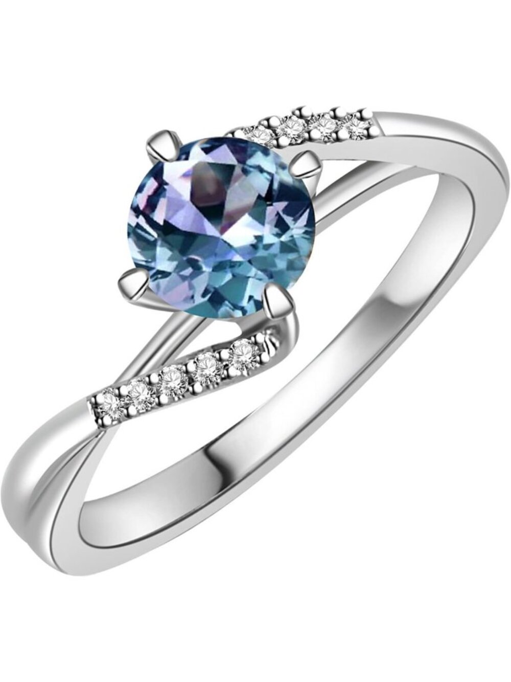 Color Change Alexandrite Ring in 925 Sterling Silver - Vintage Halo Statement